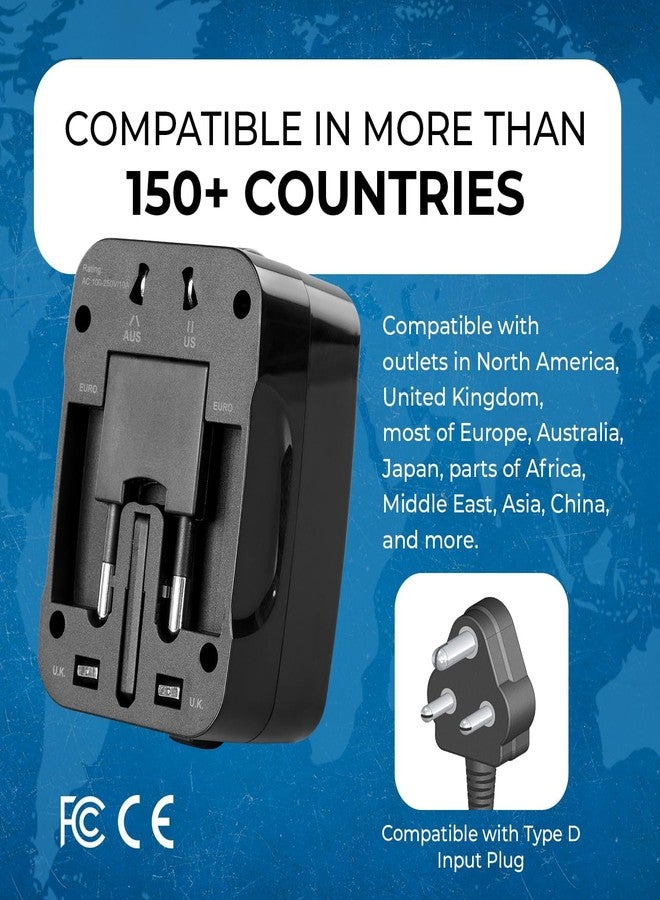 أوري محول سفر عالمي من OREI - محول 3 في 1 عالمي مزود بمنفذي USB - مقبس عالمي مع منفذي USB-A بقوة 2.4 أمبير - محول سفر للولايات المتحدة وأوروبا وغيرها - عبوة من 4 قطع - Image 5